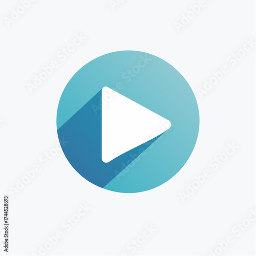 A simplified, modern illustration featuring a play button icon within a circular frame