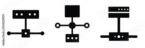 Network connection silhouette business vector icon set.
