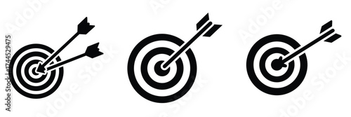 Target and arrow silhouette business vector icon set.
