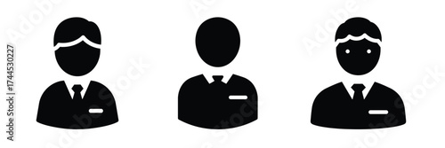 Employee profile silhouette business vector icon set.