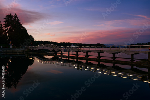 Wallpaper Mural Nanaimo Park Lake Night View with Bridge and Reflections Torontodigital.ca