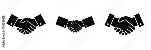 handshake silhouette business vector icon set.