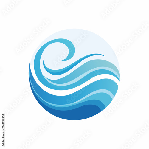 Abstract ocean wave graphic design featuring flowing lines and a circular shape