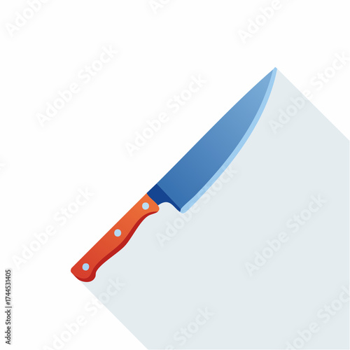Artistic depiction of a vibrant chef's knife against a clean, minimalist background