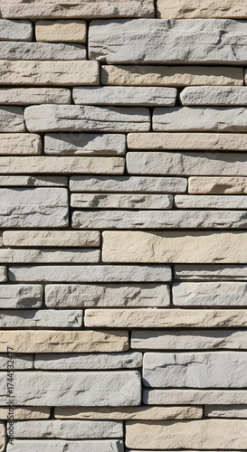 Stone Wall Texture Masonry Pattern Light Beige Grey Vertical