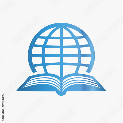 Depiction of a Globe Symbol Over an Open Book, Emblematic of Global Knowledge