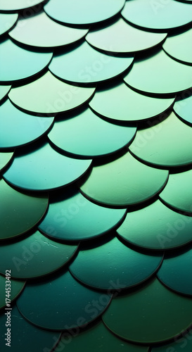Iridescent Scales Pattern Green Blue Gradient Vertical