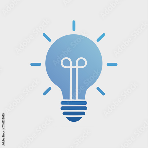 Illustration of a Blue-Gradient Lightbulb Radiating Brightness on a Neutral Background