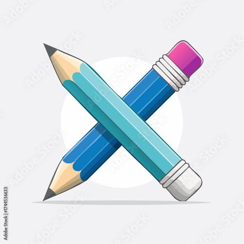 Illustration of crossed pencils, symbolizing creativity, education, writing, and editing concepts