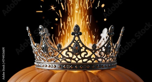 A Stunning Crown on a Pumpkin with Captivating Spark Effects to Enhance its Beauty