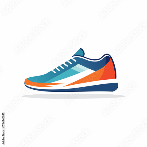Stylized Athletic Footwear Illustration Featuring Dynamic Color Blocks and Modern Aesthetics