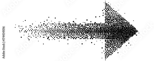 Black Dotted Arrow Vector Design With Dot Pattern Isolated on a Transparent or White Background