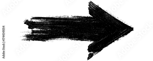 Bold Hand Drawn Black Arrow With Marker Pen Effect Isolated on a Transparent or White Background