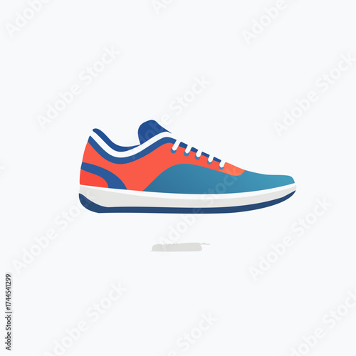 Vibrant athletic footwear design: A sleek illustration of a colorful sports shoe on a pristine backdrop