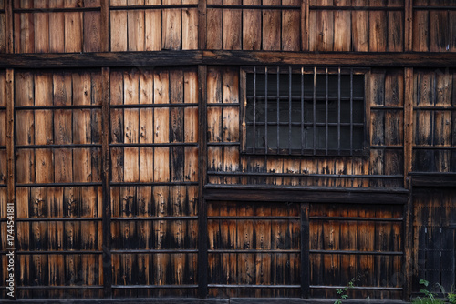 Old Wooden Wall And Window In Japan