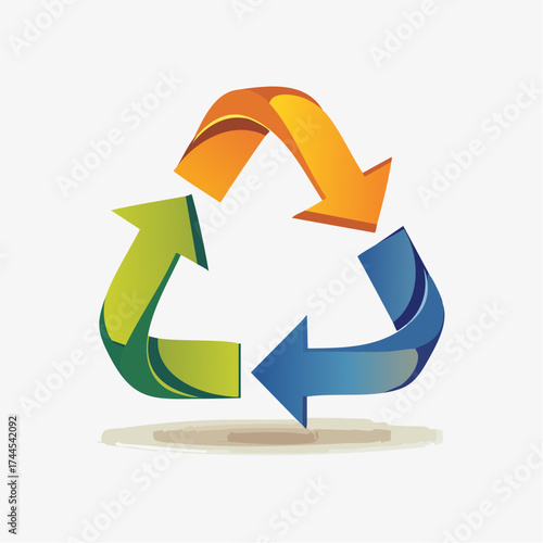 Vibrant Triangular Recycling Icon Illustrating Resource Conservation and Environmental Sustainability
