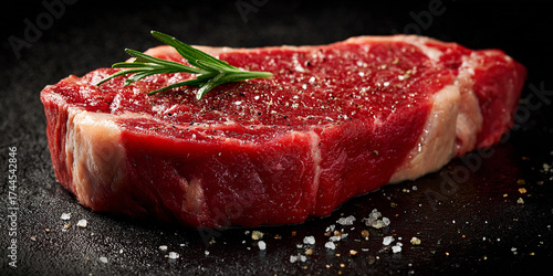 Raw denver steak on black background