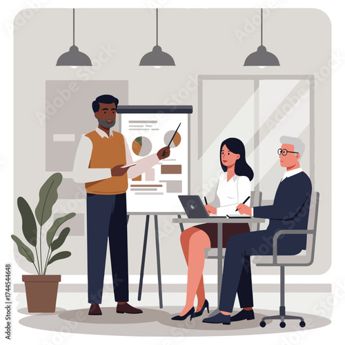 Diverse Business Team Collaborating During a Presentation.