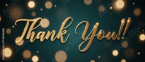 elegant thank you lettering on blurred background with bokeh lights | gratitude, holiday, greeting, anniversary, thankfulness theme