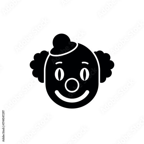 Funny circus clown face silhouette icon.
