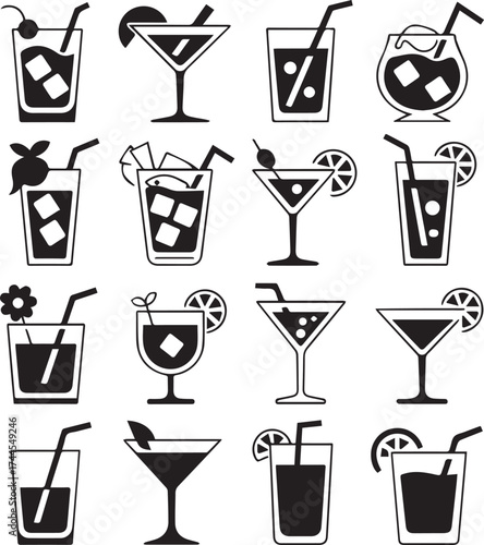 nonalcoholic beverage icons vector drink illustrations for cafe menu packaging and web graphics