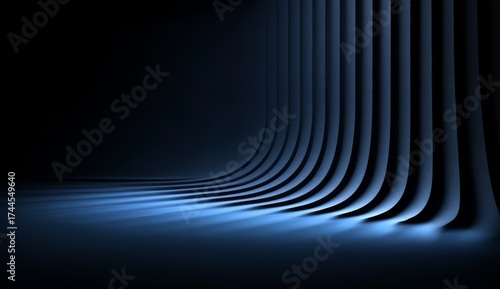 Long blue line with a dark background. The line is curved and has a shiny, reflective surface
