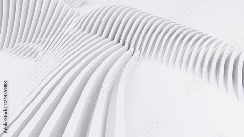 Abstract Curved Shapes. White Circular Background.