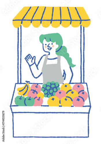 Woman selling fruit at the market_color