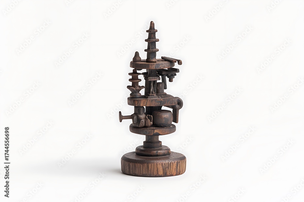 Obraz premium Handcrafted wooden chess bishop statue design high resolution picture