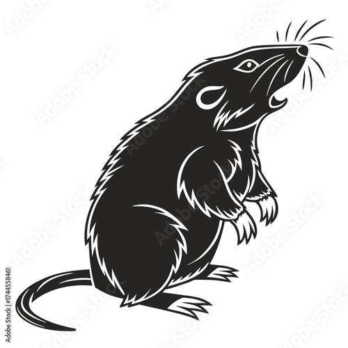 Black silhouette of a groundhog standing on hind legs