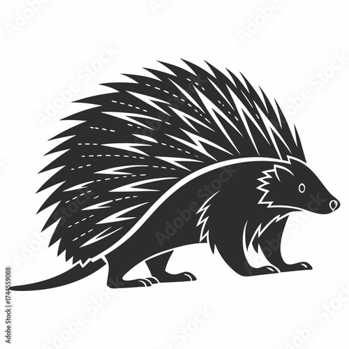 Stylized silhouette of a porcupine with spiky quills
