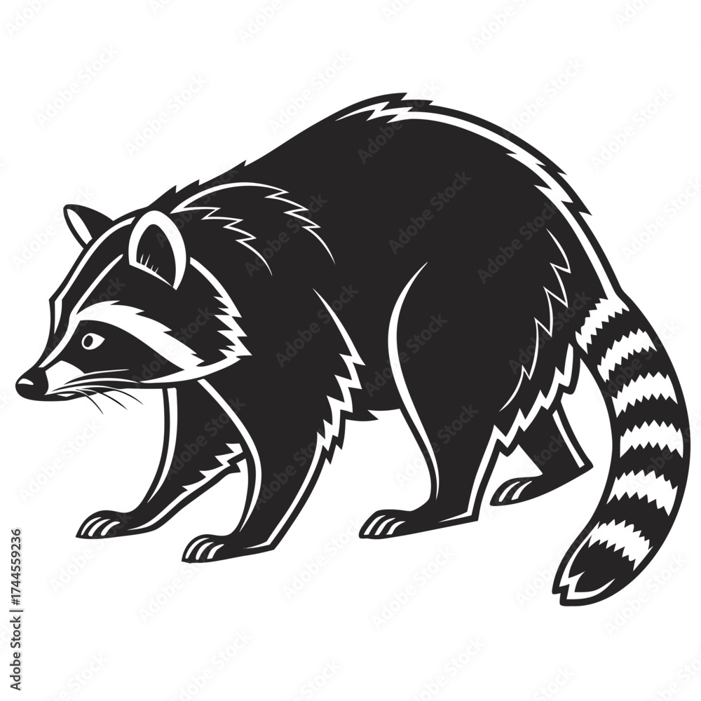 Fototapeta premium Stylized black and white raccoon illustration
