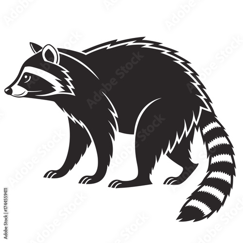 Stylized black silhouette of a raccoon