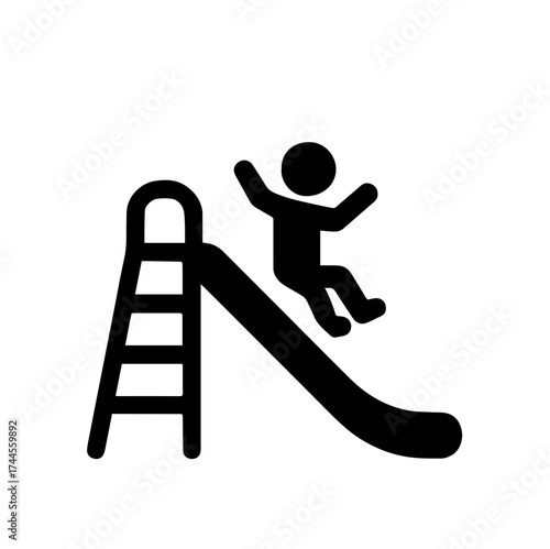 child on slide vector icon