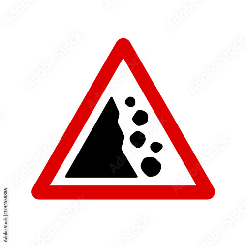 rock fall warning vector icon
