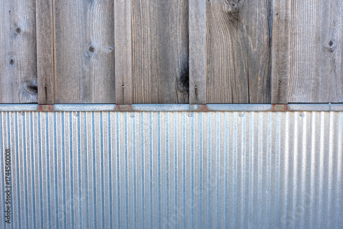 Wood and Corrugated Metal Barn Wall Texture Background