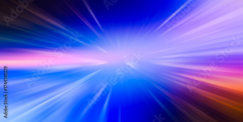 Abstract light explosion with colorful beams and motion blur effect .Abstract motion blur background with power explosion . Abstract neon background, neon explosion, light movement, rays.