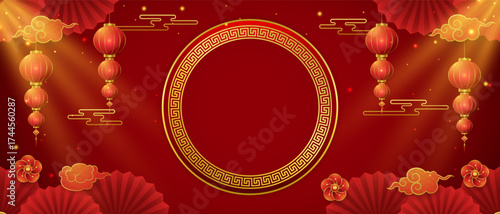 web background chinese with lantern and red color