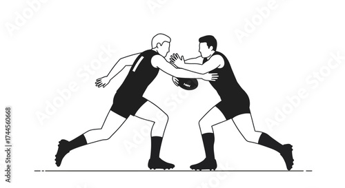 Two athletes clash over a football