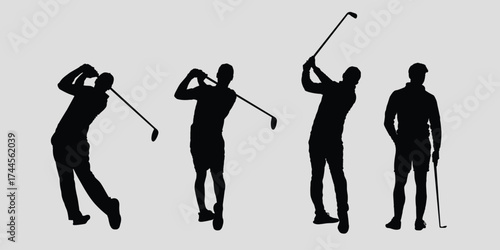 Silhouette of golf player swinging club simple vector design perfect for sports logos icons and minimalistic artwork