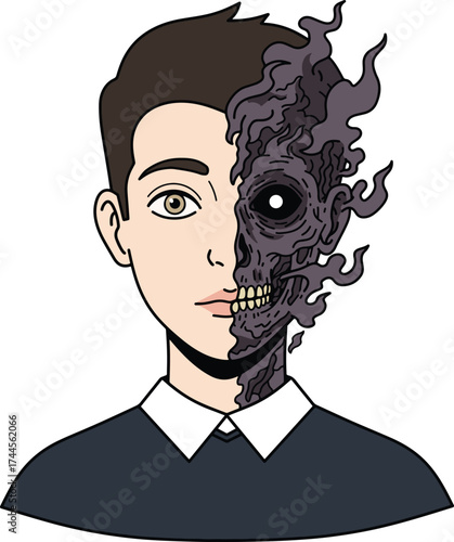 The Duality of Man Half-Human, Half-Undead
