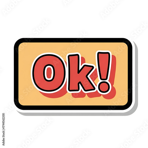 Cartoon ok sign with exclamation mark isolated on transparent background
