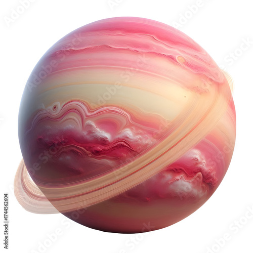 rosy ring planet isolated on white background