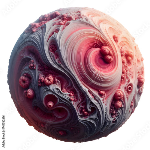 rosy ring planet isolated on white background