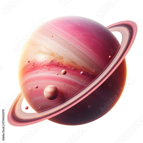rosy ring planet isolated on white background