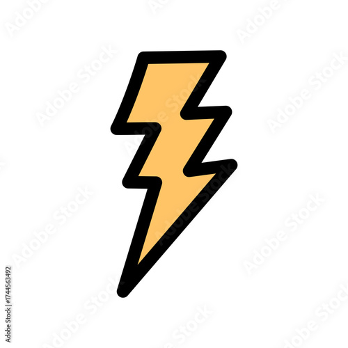 Free Download Gradient Lightning Bolt Icon with Black Outline on Transparent Background Electricity Concept - GFXLoad