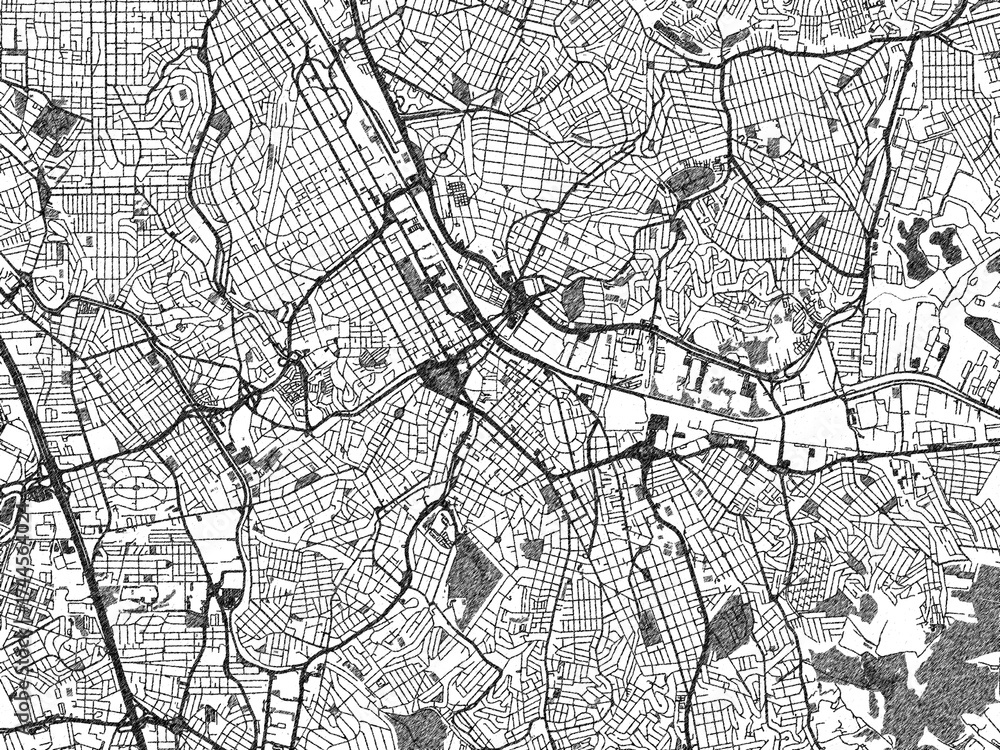 Naklejka premium Sketch-style black and white map of Santo Andre, Brazil, perfect for illustration and wall art.