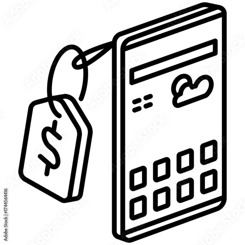 Price Tag Mini Illustration Isometric Icon. Use For Modern Concept, Print, Ui, Ux Kit, Web And App Development. Vector Related To Market, Business, Finace