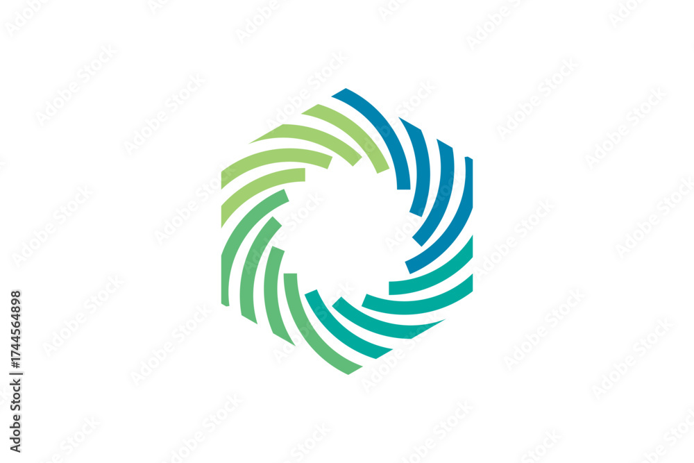 Fototapeta premium Hexagon, spiral geometric symbol logo vector
