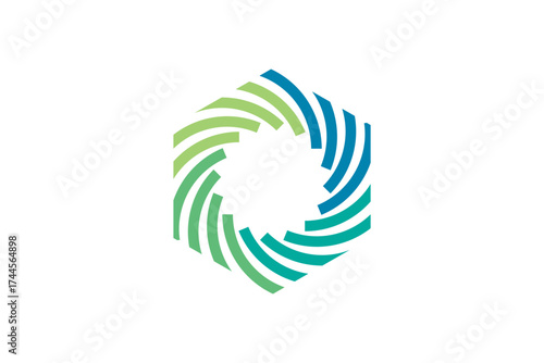 Hexagon, spiral geometric symbol  logo vector